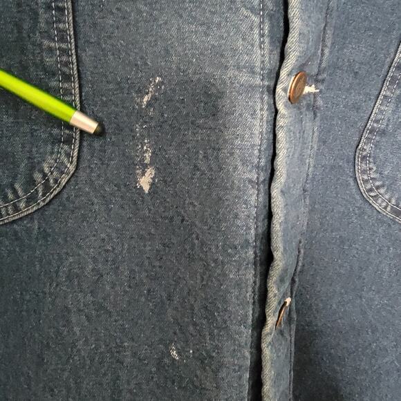 Dickies Denim Barn Chore Work Jacket Coat Sz 4XL Blanket Lined *PAINT* VTG 90's - Picture 3 of 13